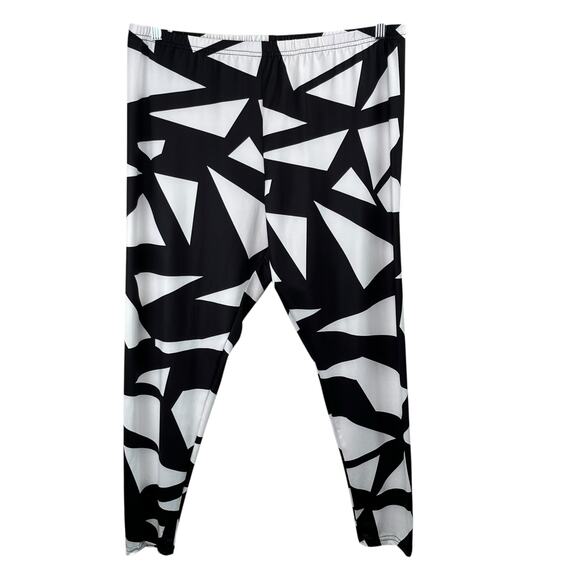 Black and White Geometric Print High Rise Ankle Leggings Plus 2XL - Picture 1 of 9
